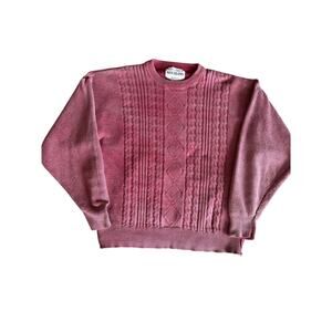 Vintage Absolutley No! Jeans Authentic Faded Red Cable Knit L Sweater